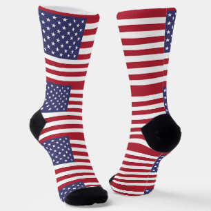 Men sustainable crew socks with flag of U.S.