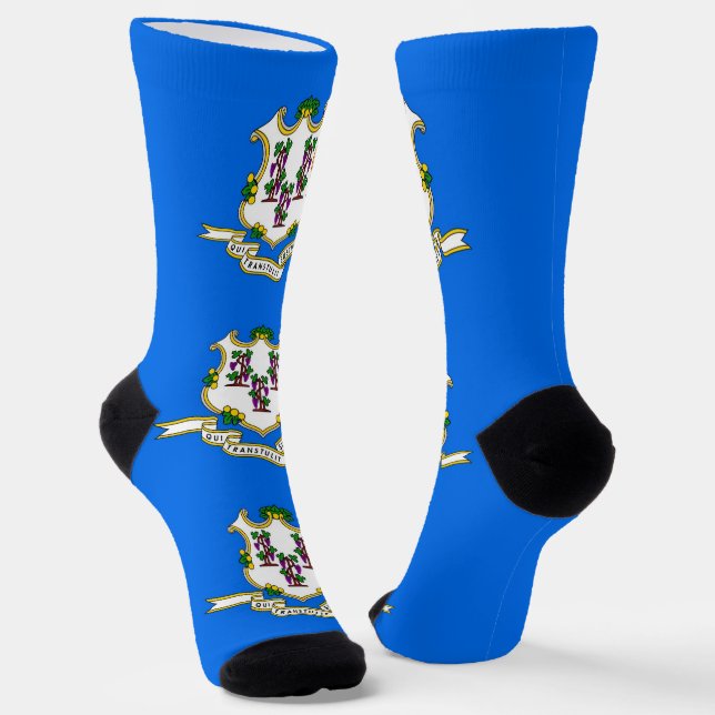 Men sustainable socks with flag of Connecticut (Angled)