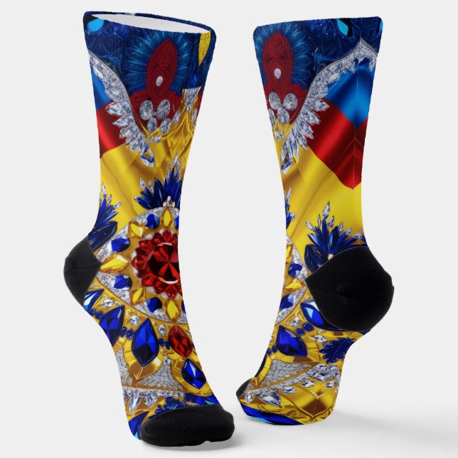 Men sustainable socks with Romanian Colours (Angled)