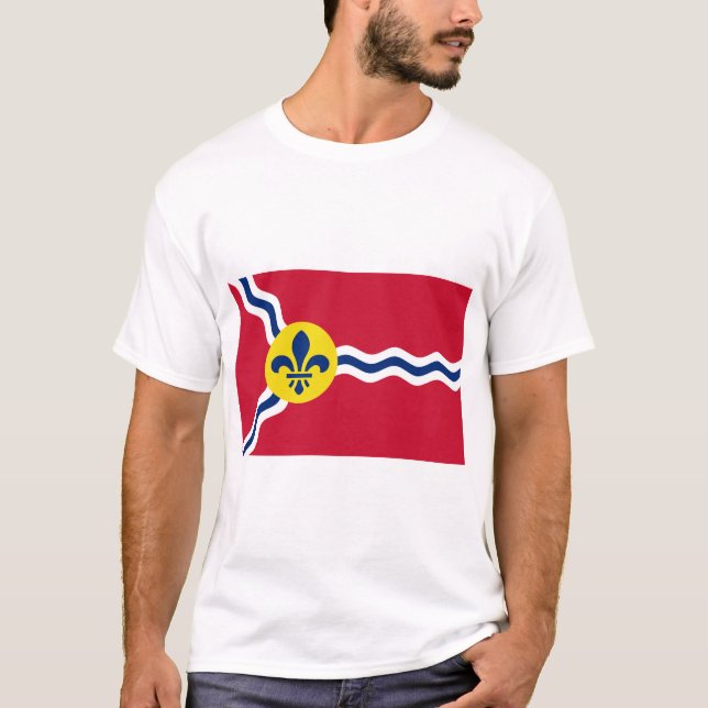 Men T Shirt with Flag of St. Louis, Missouri (Front)