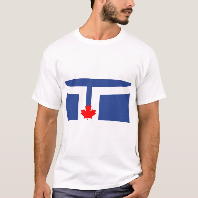 Men T Shirt with Flag of Toronto, Canada (Front)