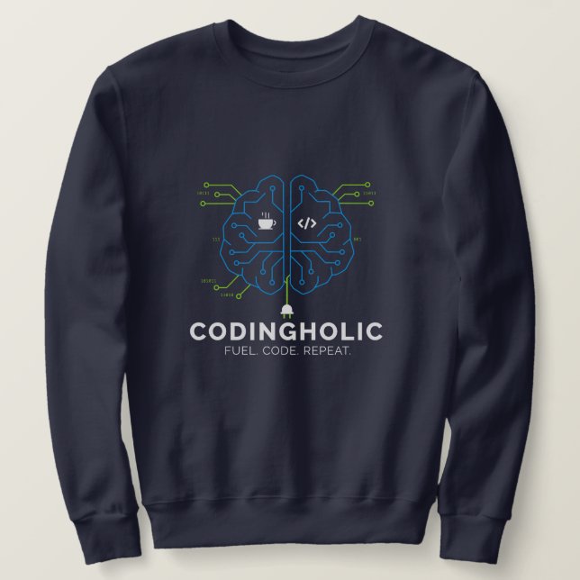 Men Tech Brain Circuit Coding Graphic For Coders  Sweatshirt (Design Front)