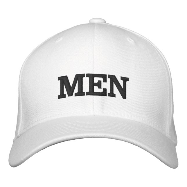 MEN text name Basic Flexfit Wool White colour Embroidered Hat (Front)