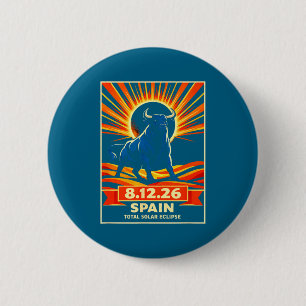 Men Total Eclipse Spain Astronomy Retro 2 Inch Round Button