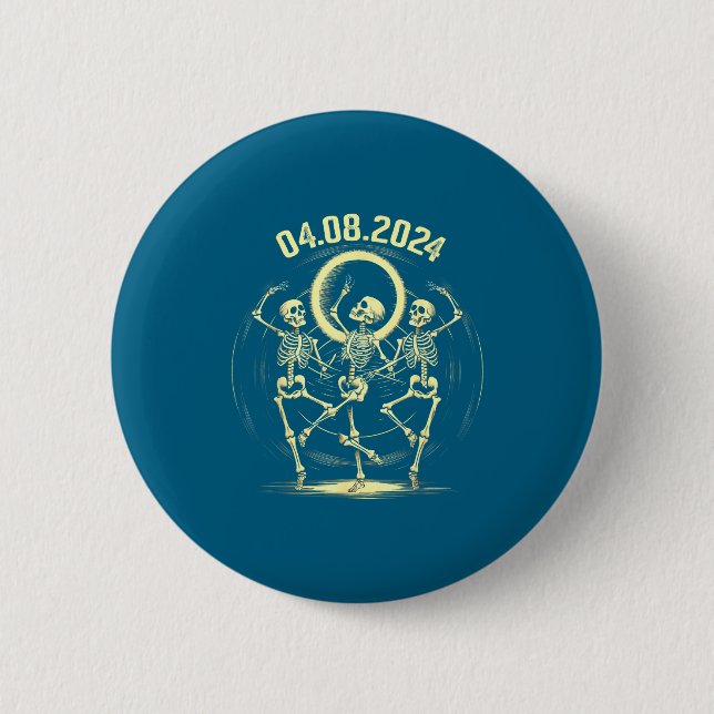 Men Total Solar Eclipse Skeletons Dancing 2 Inch Round Button (Front)