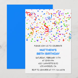 Men Vintage Confetti 88th birthday invitations 