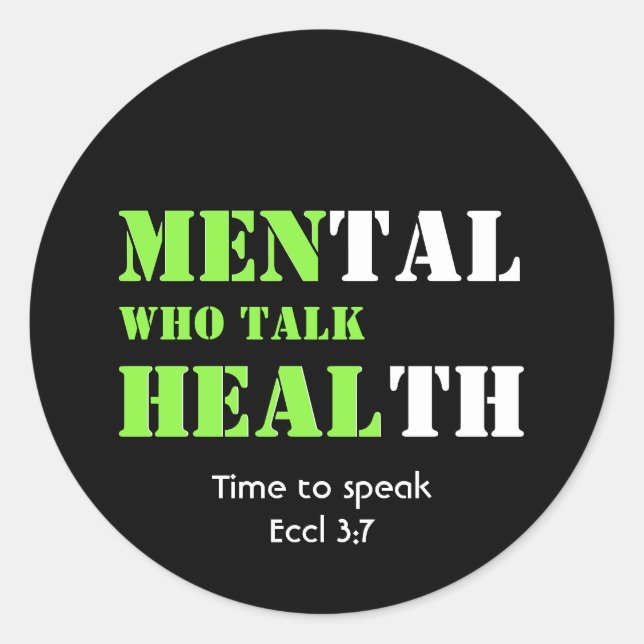 MEN WHO TALK HEAL Custom Text Mental Health Classic Round Sticker (Front)