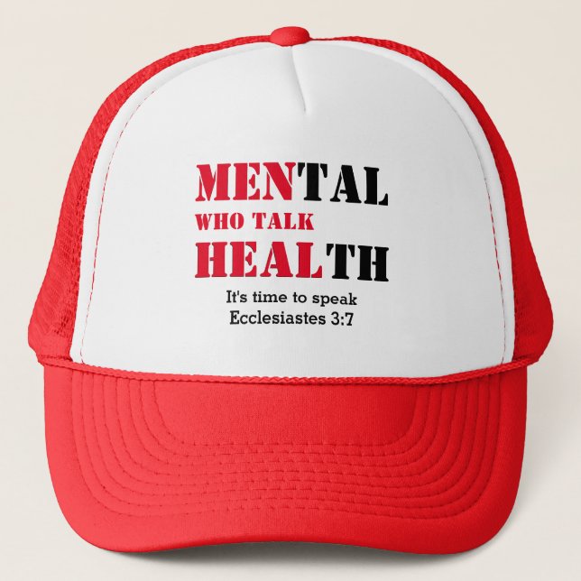 MEN WHO TALK HEAL Mens Mental Health RED Trucker Hat (Front)
