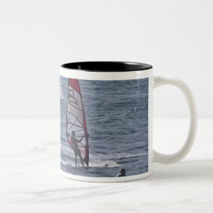 Men windsurfing Two-Tone coffee mug