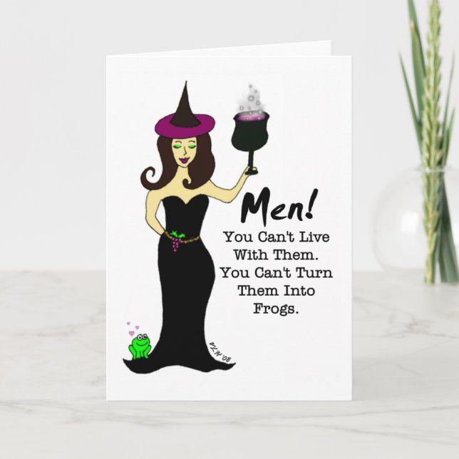 "Men!" Wine Witch Just For Fun Card (Front)