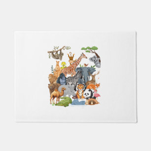 Men Women and Kids Wildlife Zoo Day Party Cute 22  Doormat
