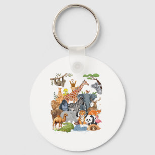 Men Women and Kids Wildlife Zoo Day Party Cute 22 Keychain