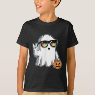 Men Women Boys Girls Ghost Boo Rock Pumpkin Hallow T-Shirt