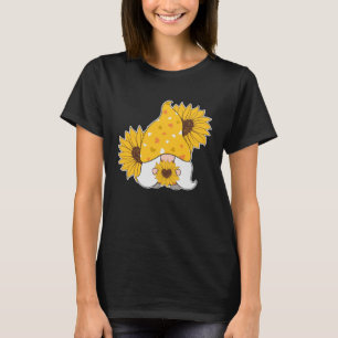 Men Women Cool Gnome Sunflower Heart Hippie Gnomes T-Shirt