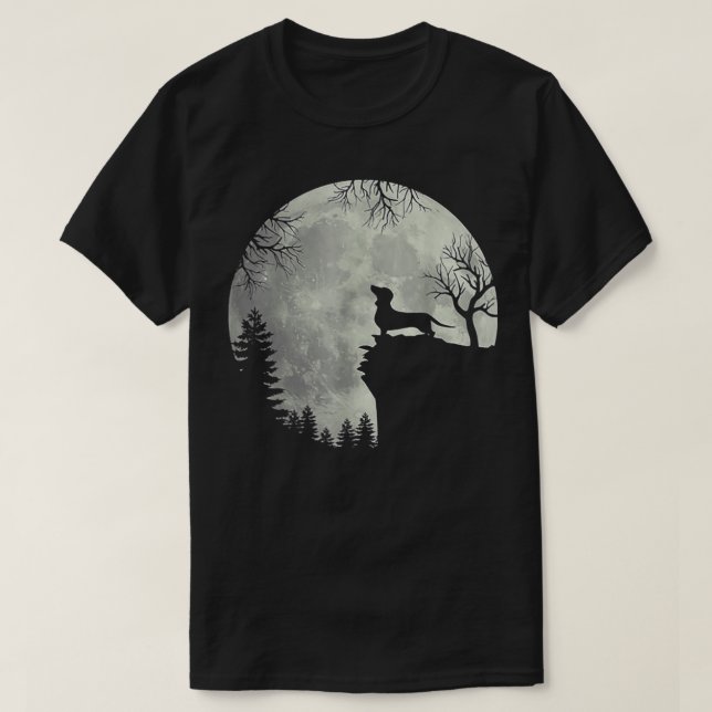 Men Women Dachshund And Moon Art present (gift)  T-Shirt (Design Front)