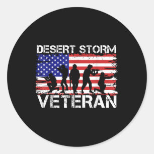 Men Women Desert Shield Vet Desert Storm Veteran  Classic Round Sticker