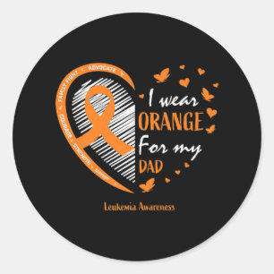 Men Women Father I Wear Orange For My Dad Leukaemi Classic Round Sticker