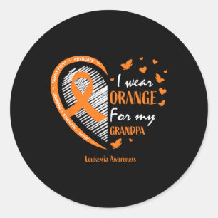 Men Women I Wear Orange For My Grandpa Leukaemia A Classic Round Sticker