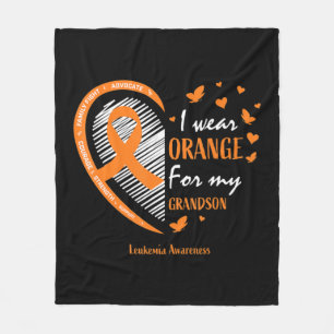 Men Women I Wear Orange For My Grandson Leukemia A Fleece Blanket