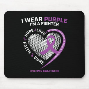 Men Women Kids I Wear Purple Im a Fighter Epilepsy Mouse Pad