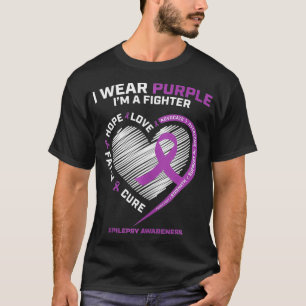 Men Women Kids I Wear Purple Im a Fighter Epilepsy T-Shirt