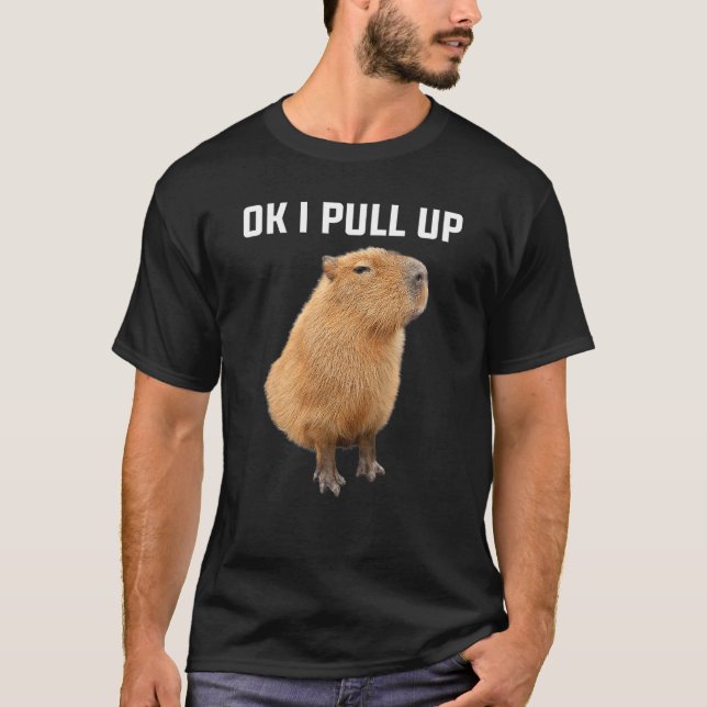 Men Women Kids Ok I Pull Up Funny Capybara costume T-Shirt (Front)