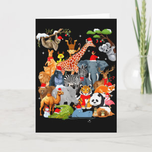 Men Women Kids Wildlife Zoo Day Christmas Party 22 Card