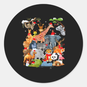 Men Women Kids Wildlife Zoo Day Christmas Party 22 Classic Round Sticker