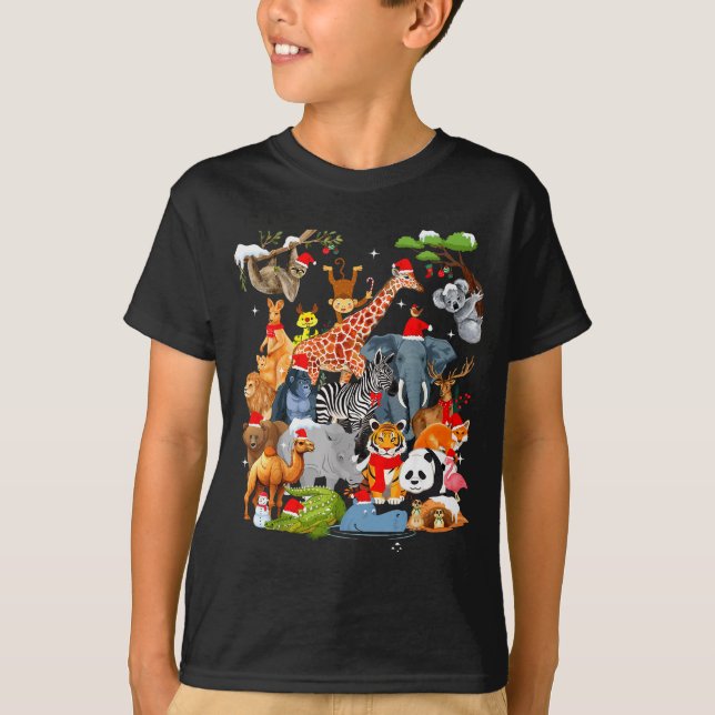 Men Women Kids Wildlife Zoo Day Christmas Party 22 T-Shirt (Front)