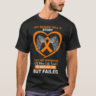Men Women My Scars Tell A Story Orange Leukemia Aw T-Shirt