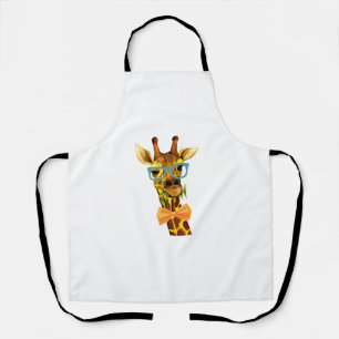 Men Women Nerdy Giraffe, Funny Animal Apron