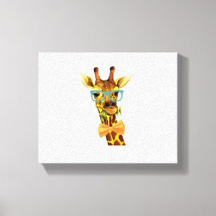 Men Women Nerdy Giraffe, Funny Animal   Canvas Print