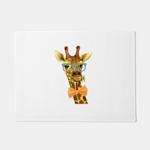 Men Women Nerdy Giraffe, Funny Animal Doormat