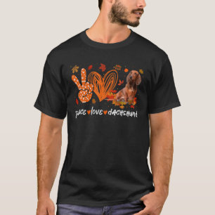 Men Women Peace Love Dachshund Doxie Wiener Dog Au T-Shirt