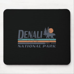 Men Women Retro Denali National Park Mountains Hik Mouse Pad