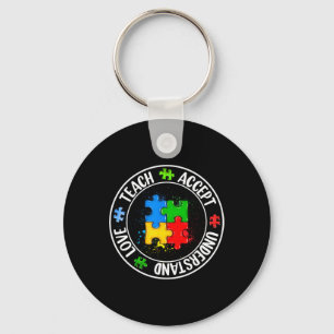 Men Women Teach Love Accept Understand Autism Awar Keychain