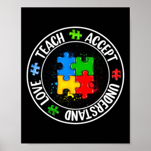 Men Women Teach Love Accept Understand Autism Awar Poster