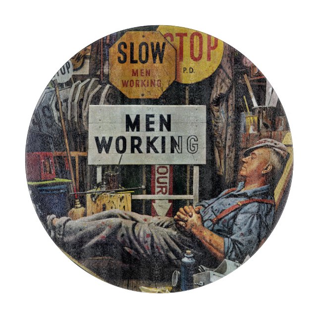 Men Working Cutting Board (Front)
