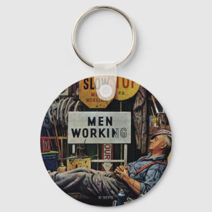 Men Working Keychain