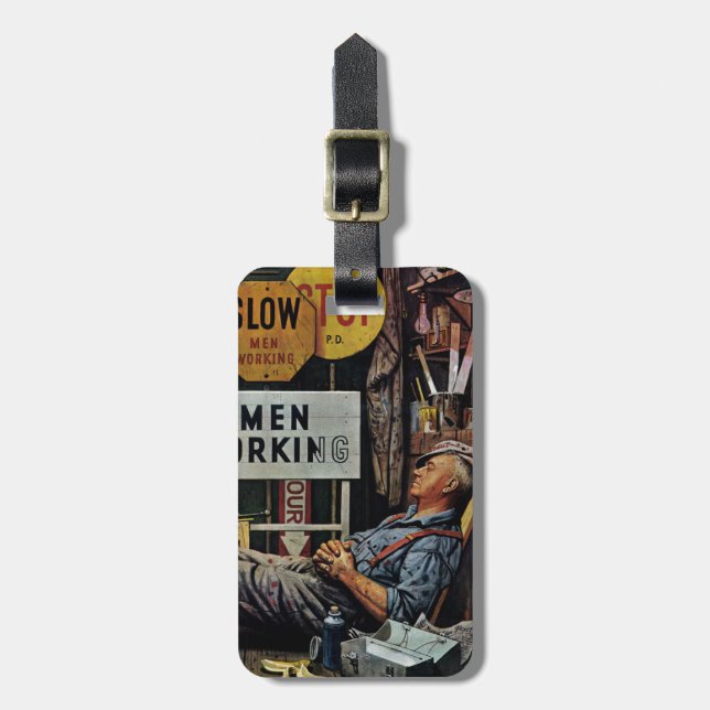 Men Working Luggage Tag (Front Vertical)