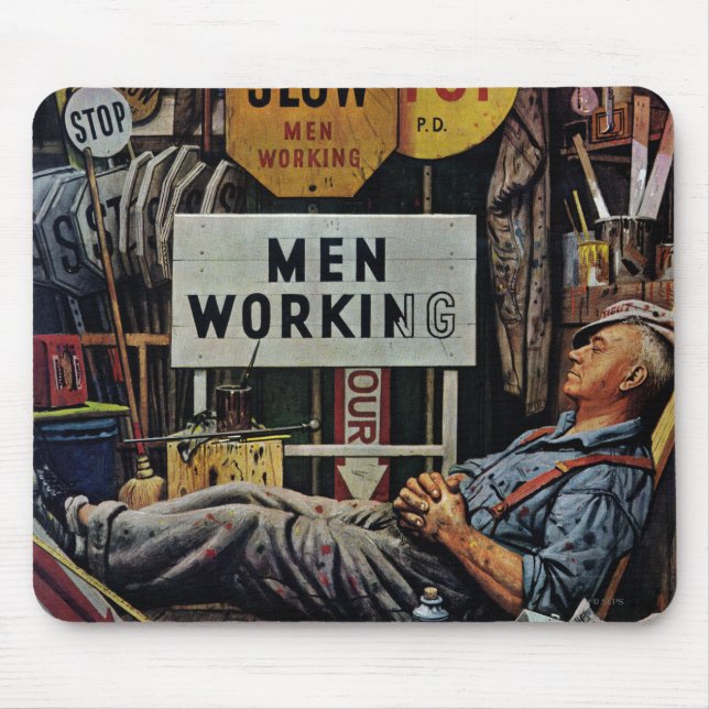 Men Working Mouse Pad (Front)