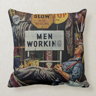 Men Working Throw Pillow