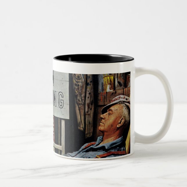 Men Working Two-Tone Coffee Mug (Right)