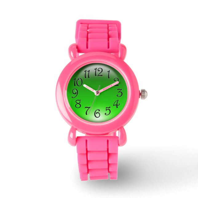 Men Wristwatch green dial plate with pink belt (Front)