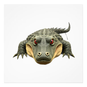 Menacing Alligator Portrait with Red Eyes Photo Print