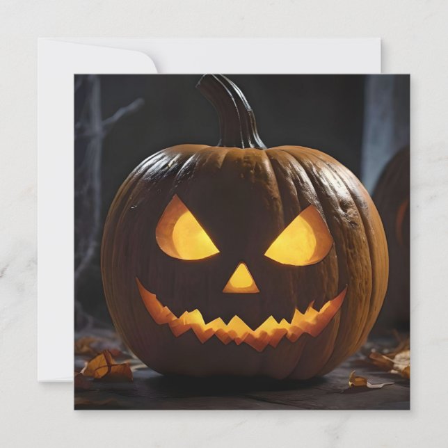 Menacing Halloween Pumpkin, Save The Date (Front)