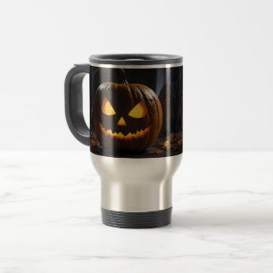 Menacing Halloween Pumpkin, Travel Mug