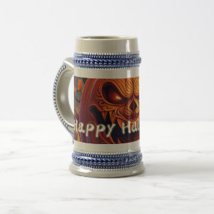 Menacing Jack-o-Lantern Glowing Eyes Halloween Beer Stein