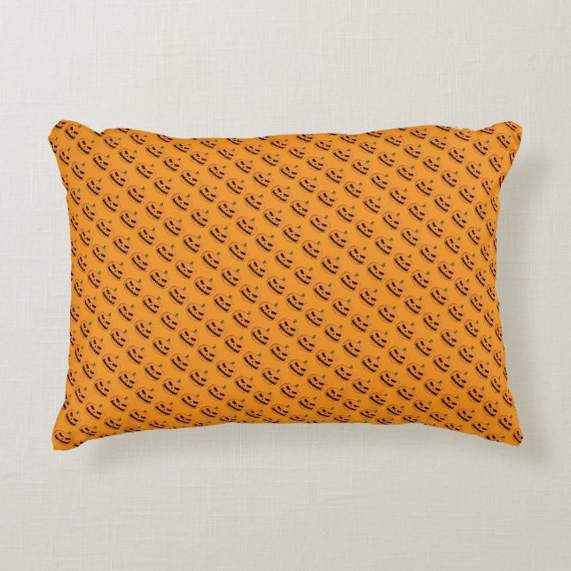 Menacing Jack O'Lantern Halloween Accent Pillow (Front)