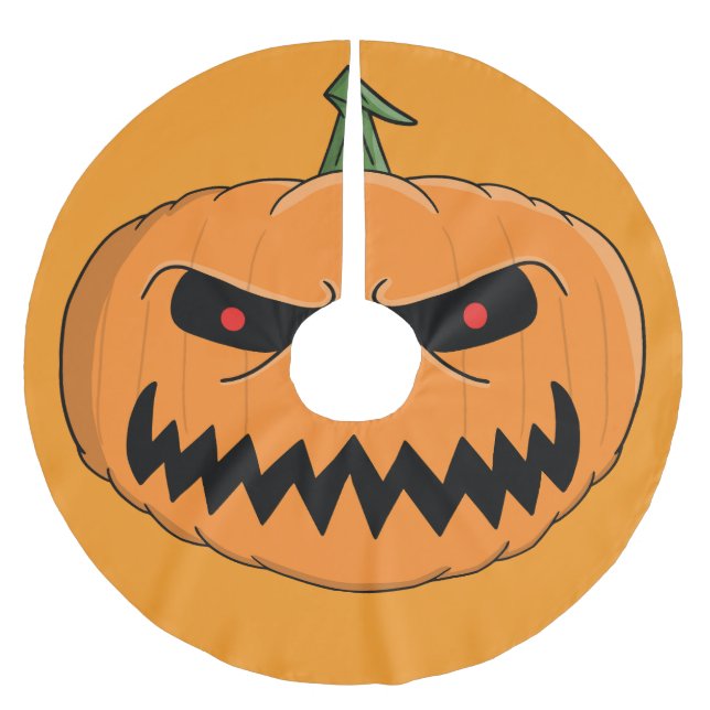 Menacing Jack O'Lantern Halloween Brushed Polyester Tree Skirt (Front)